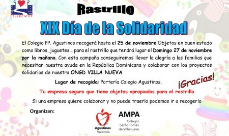 Forma de colaborar en el XIX Día de Solidaridad Agustinos Valencia