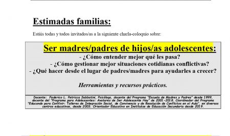 Una gran oportunidad de formación para los padres por el Ayuntamiento.¡No te lo pierdas!